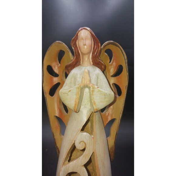 13" Carved Wooden Angel Night Light Holy Bedroom Lamp Holiday Christmas - Picture 2 of 6